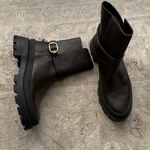 Zara leather booties